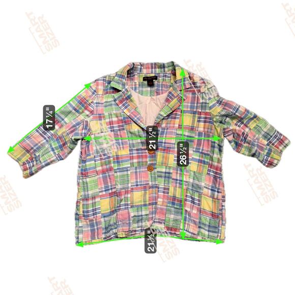 Lily Stanhope Blazer Quilted Plaid Madras Patchwork Pastel Sz 1X Preppy Academia - Picture 3 of 6